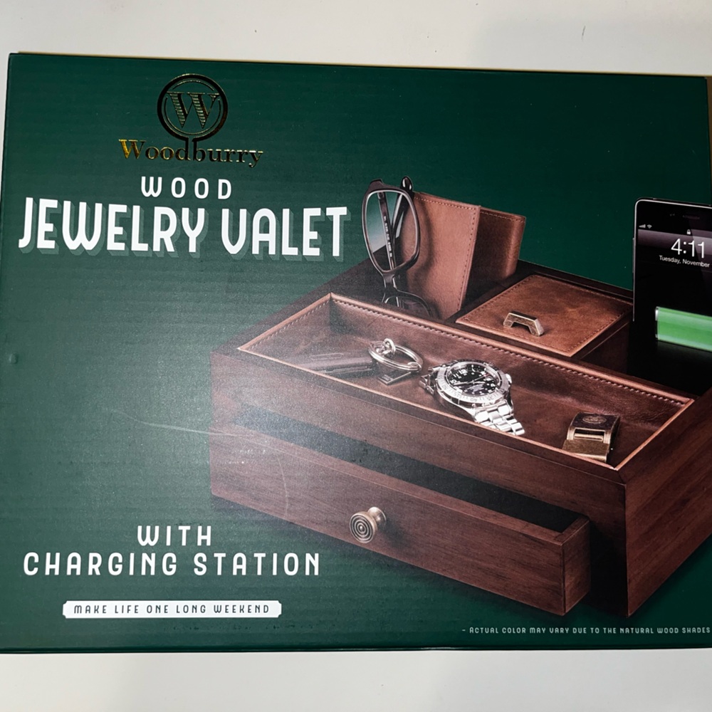 Woodbury Men’s wood jewelry valet 🗄️⌚️⏱️👓